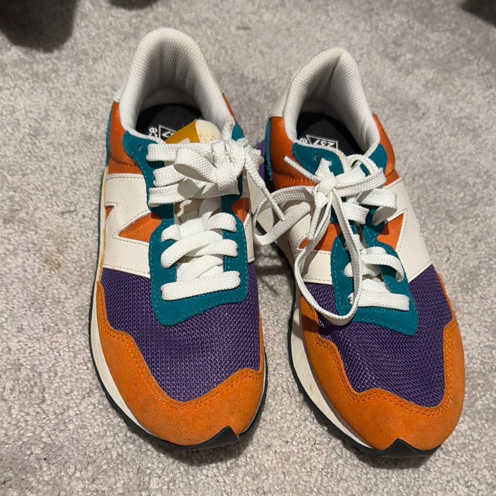 New Balance Orange, Purple, and Teal Sneakers